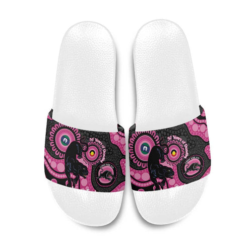 Panthers NAIDOC Week 2026 Personalised Slide Sandals 50 Years of Deadly Aboriginal Art Pink