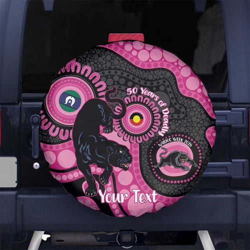 Panthers NAIDOC Week 2026 Personalised Spare Tire Cover 50 Years of Deadly Aboriginal Art Pink