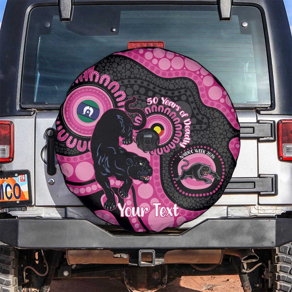 Panthers NAIDOC Week 2026 Personalised Spare Tire Cover 50 Years of Deadly Aboriginal Art Pink