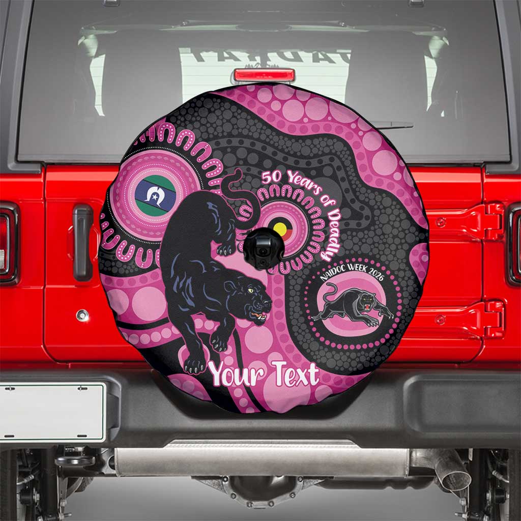 Panthers NAIDOC Week 2026 Personalised Spare Tire Cover 50 Years of Deadly Aboriginal Art Pink