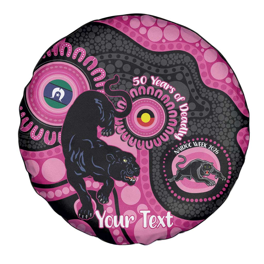 Panthers NAIDOC Week 2026 Personalised Spare Tire Cover 50 Years of Deadly Aboriginal Art Pink