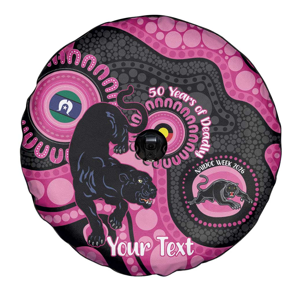 Panthers NAIDOC Week 2026 Personalised Spare Tire Cover 50 Years of Deadly Aboriginal Art Pink