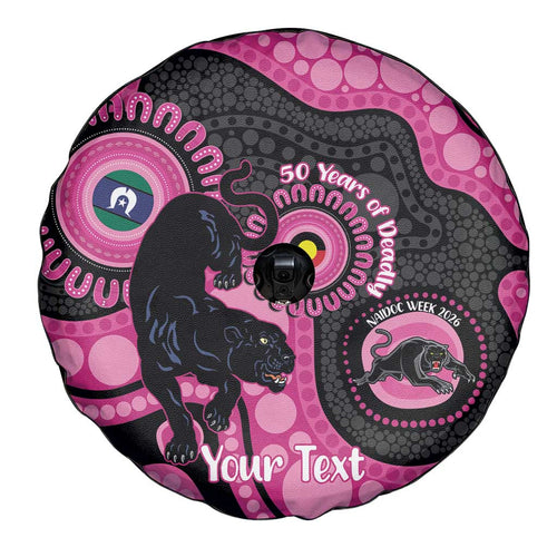 Panthers NAIDOC Week 2026 Personalised Spare Tire Cover 50 Years of Deadly Aboriginal Art Pink