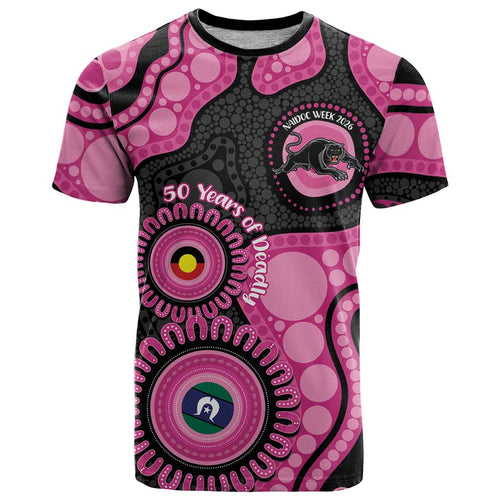Panthers NAIDOC Week 2026 Personalised T Shirt 50 Years of Deadly Aboriginal Art Pink