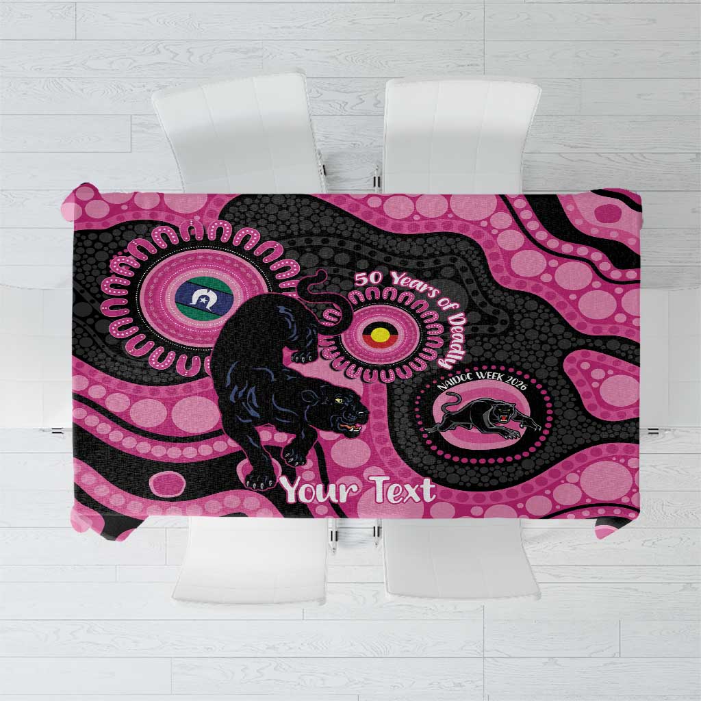 Panthers NAIDOC Week 2026 Personalised Tablecloth 50 Years of Deadly Aboriginal Art Pink