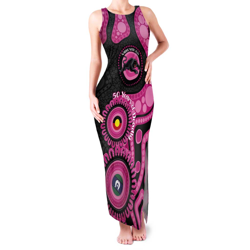 Panthers NAIDOC Week 2026 Personalised Tank Maxi Dress 50 Years of Deadly Aboriginal Art Pink