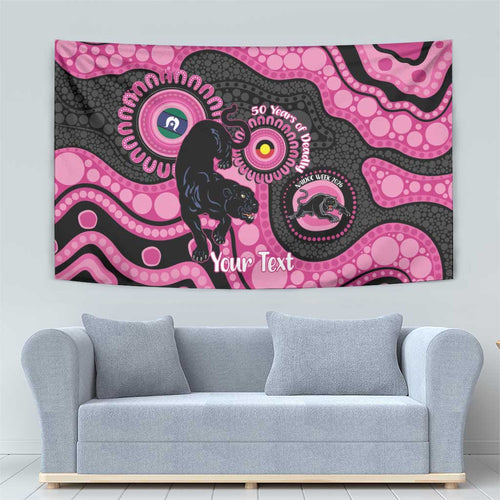 Panthers NAIDOC Week 2026 Personalised Tapestry 50 Years of Deadly Aboriginal Art Pink