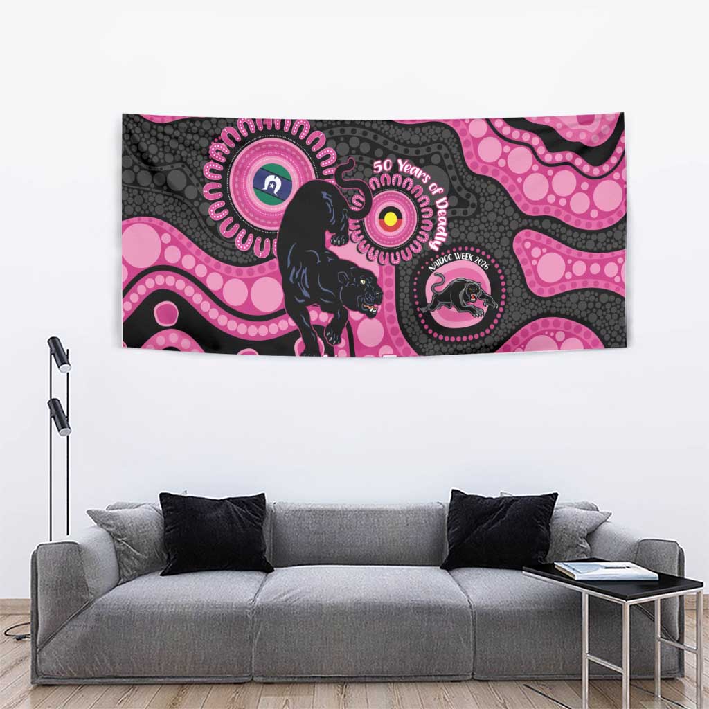 Panthers NAIDOC Week 2026 Personalised Tapestry 50 Years of Deadly Aboriginal Art Pink