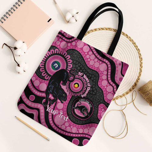 Panthers NAIDOC Week 2026 Personalised Tote Bag 50 Years of Deadly Aboriginal Art Pink