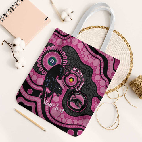 Panthers NAIDOC Week 2026 Personalised Tote Bag 50 Years of Deadly Aboriginal Art Pink