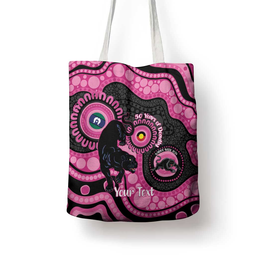 Panthers NAIDOC Week 2026 Personalised Tote Bag 50 Years of Deadly Aboriginal Art Pink