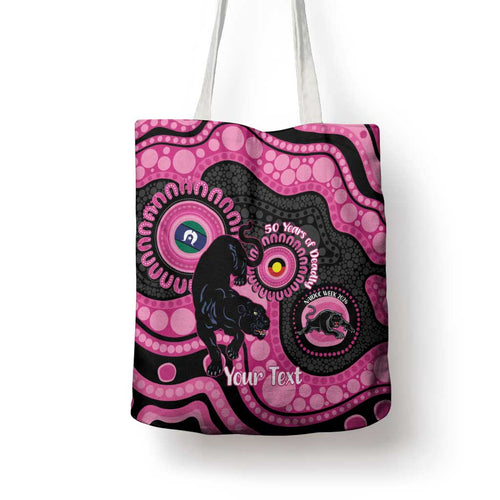 Panthers NAIDOC Week 2026 Personalised Tote Bag 50 Years of Deadly Aboriginal Art Pink