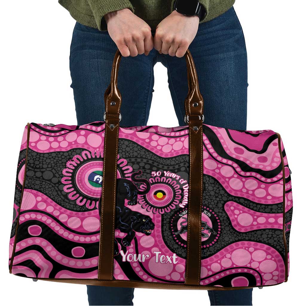 Panthers NAIDOC Week 2026 Personalised Travel Bag 50 Years of Deadly Aboriginal Art Pink