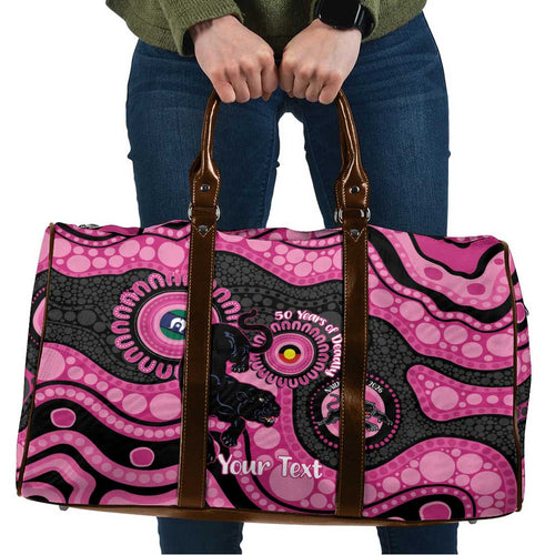 Panthers NAIDOC Week 2026 Personalised Travel Bag 50 Years of Deadly Aboriginal Art Pink