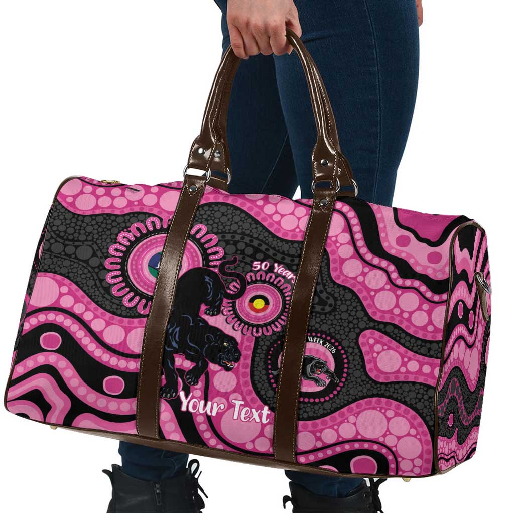 Panthers NAIDOC Week 2026 Personalised Travel Bag 50 Years of Deadly Aboriginal Art Pink