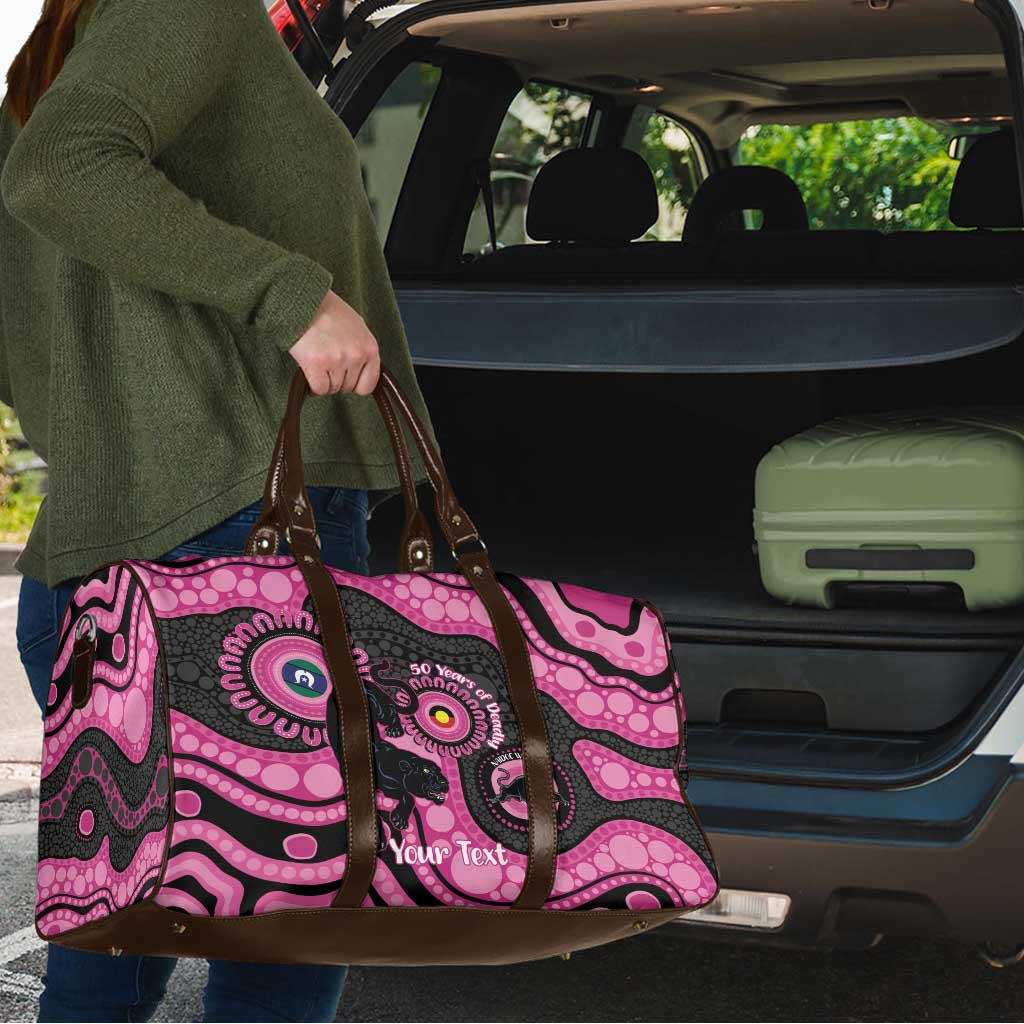Panthers NAIDOC Week 2026 Personalised Travel Bag 50 Years of Deadly Aboriginal Art Pink