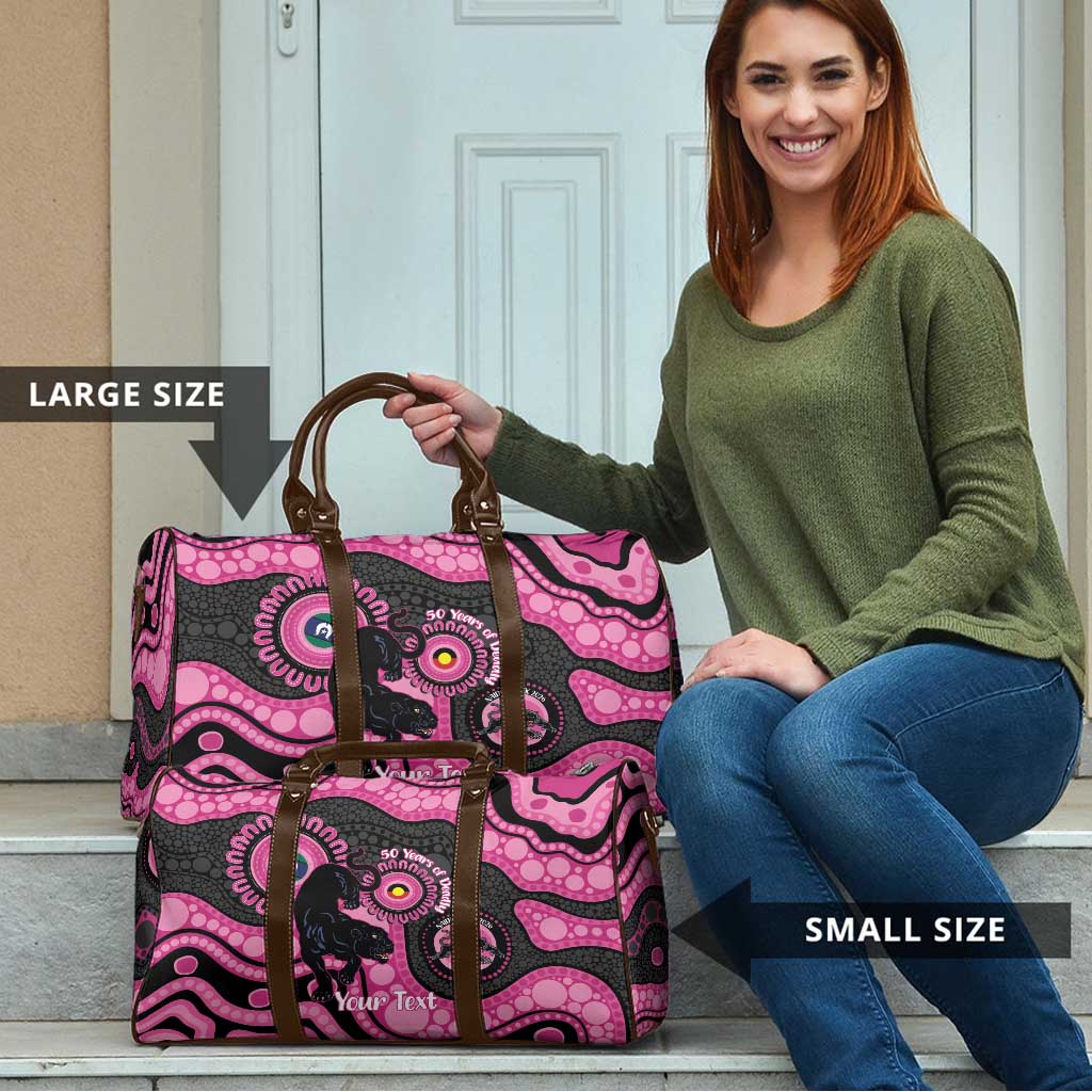 Panthers NAIDOC Week 2026 Personalised Travel Bag 50 Years of Deadly Aboriginal Art Pink