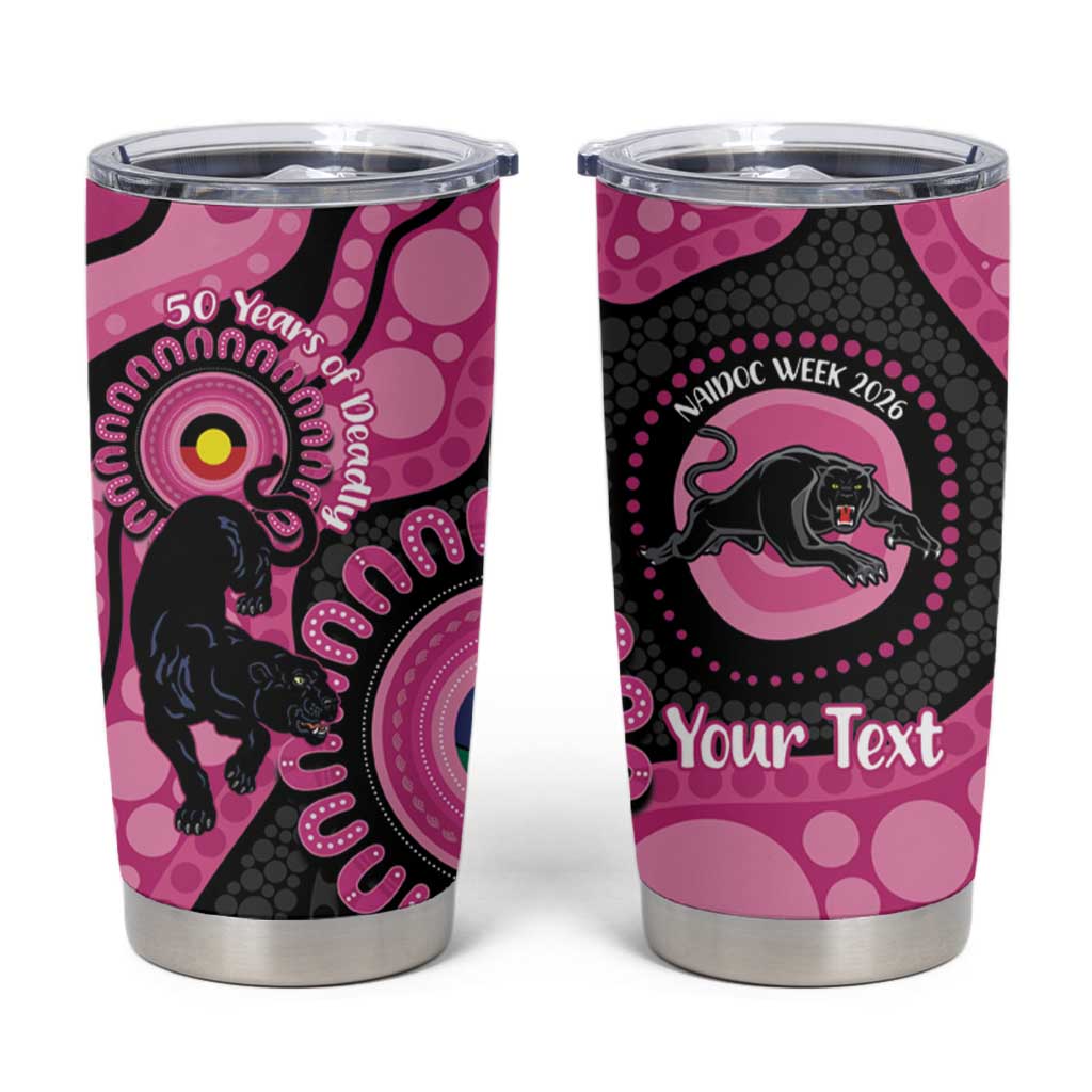 Panthers NAIDOC Week 2026 Personalised Tumbler Cup 50 Years of Deadly Aboriginal Art Pink