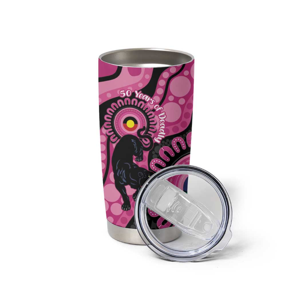 Panthers NAIDOC Week 2026 Personalised Tumbler Cup 50 Years of Deadly Aboriginal Art Pink