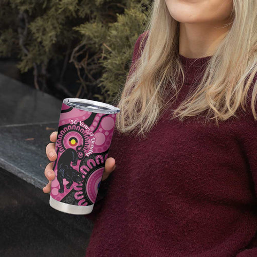 Panthers NAIDOC Week 2026 Personalised Tumbler Cup 50 Years of Deadly Aboriginal Art Pink