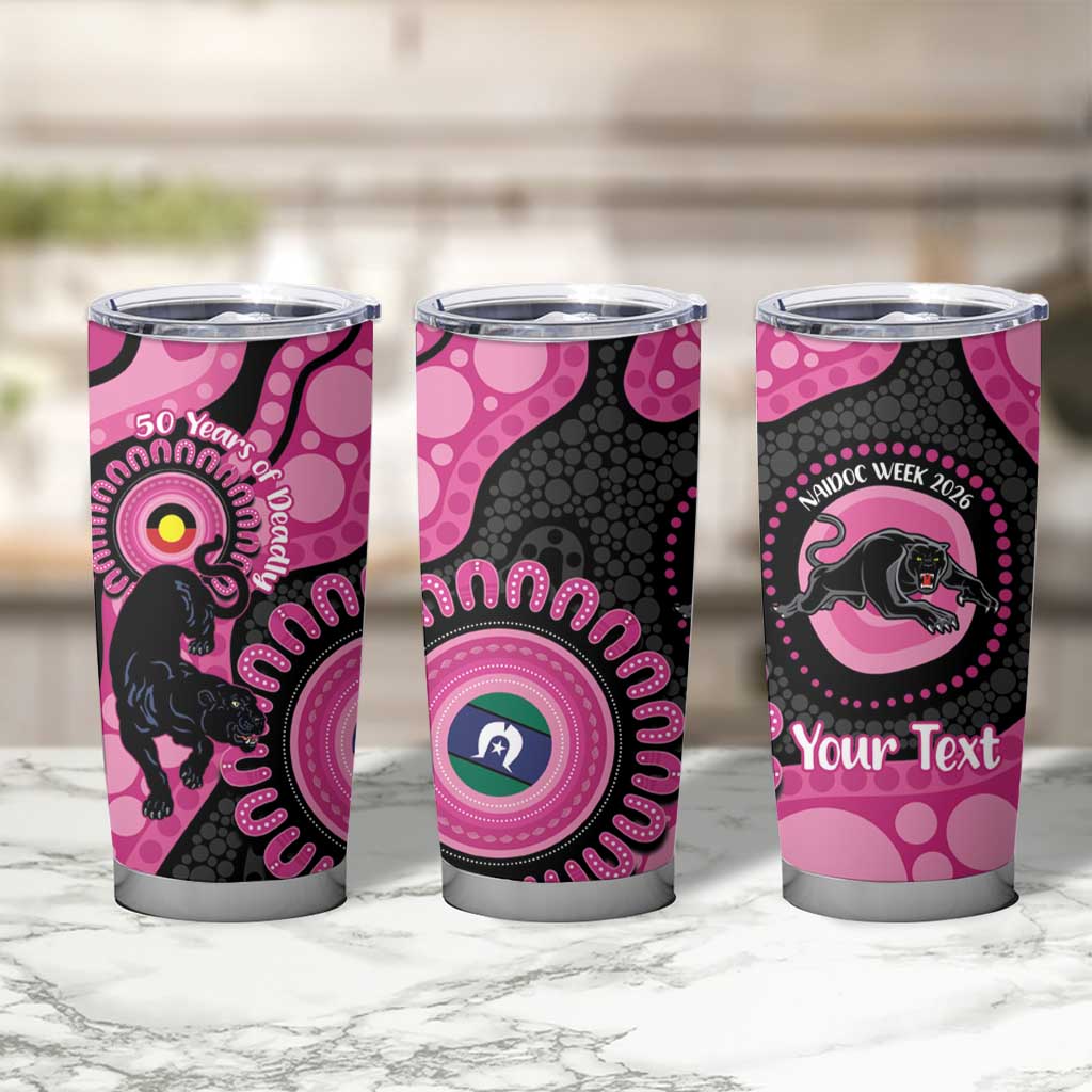 Panthers NAIDOC Week 2026 Personalised Tumbler Cup 50 Years of Deadly Aboriginal Art Pink
