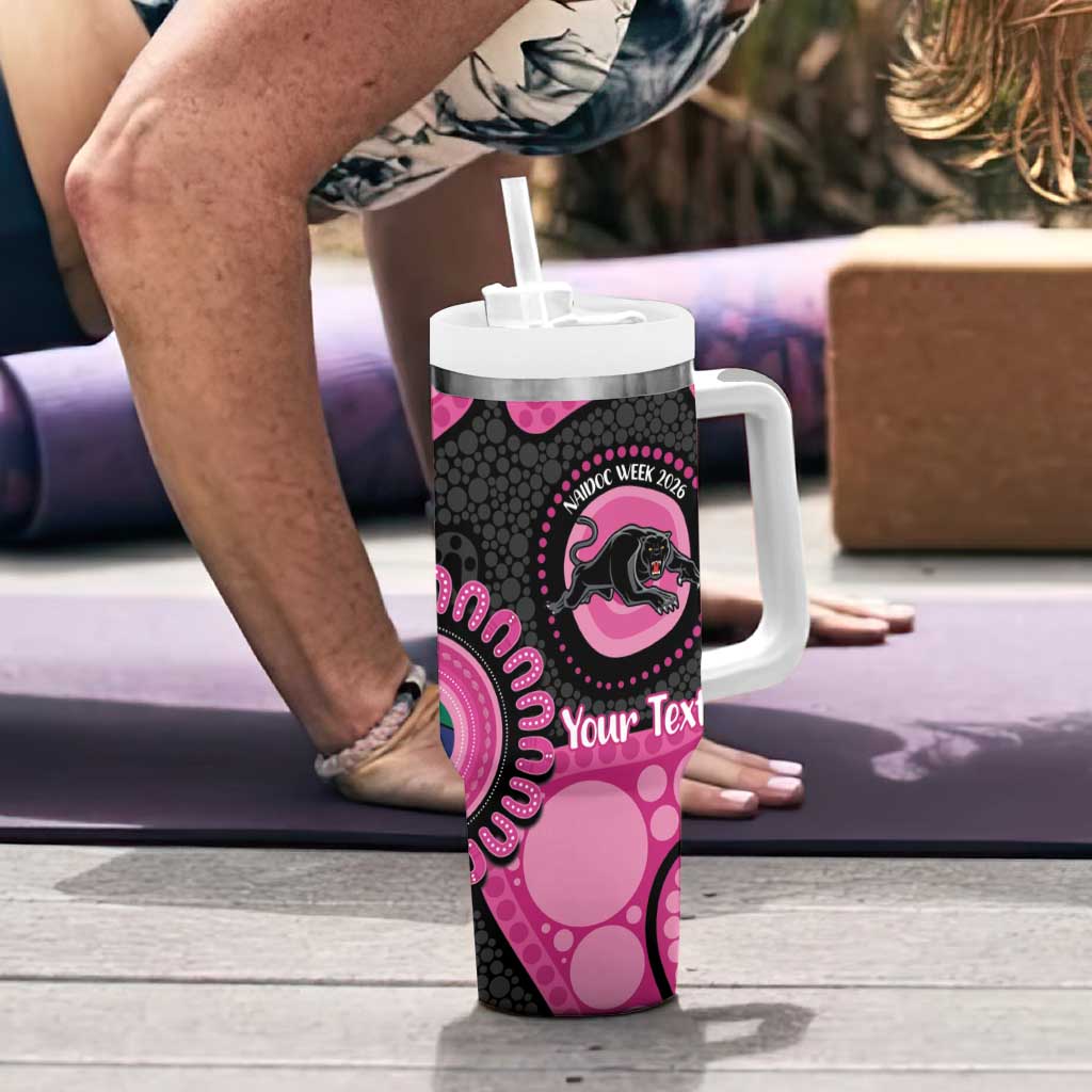 Panthers NAIDOC Week 2026 Personalised Tumbler With Handle 50 Years of Deadly Aboriginal Art Pink