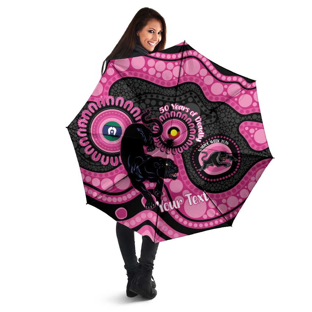 Panthers NAIDOC Week 2026 Personalised Umbrella 50 Years of Deadly Aboriginal Art Pink