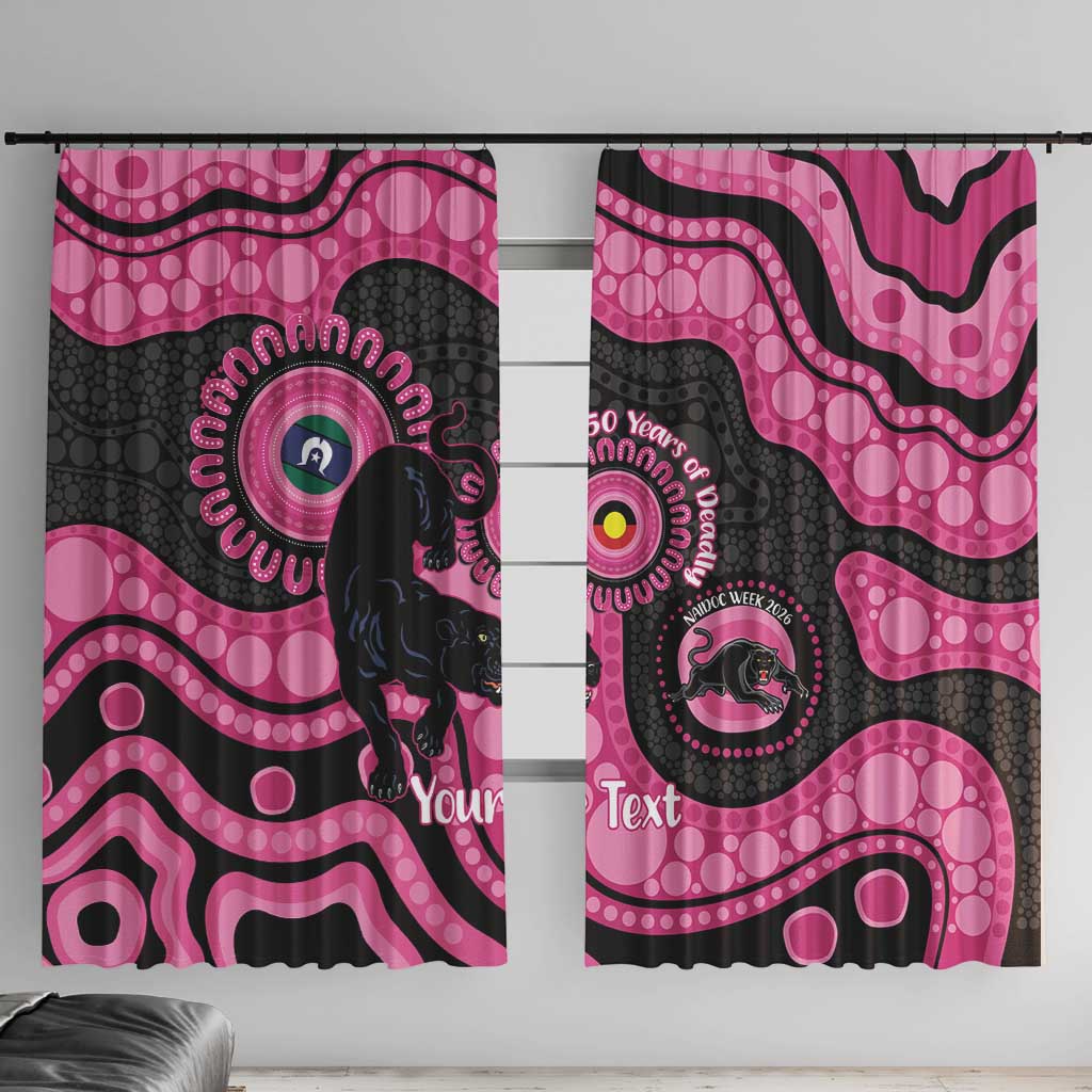 Panthers NAIDOC Week 2026 Personalised Window Curtain 50 Years of Deadly Aboriginal Art Pink