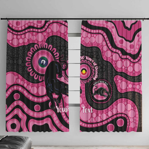 Panthers NAIDOC Week 2026 Personalised Window Curtain 50 Years of Deadly Aboriginal Art Pink