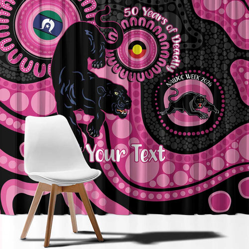 Panthers NAIDOC Week 2026 Personalised Window Curtain 50 Years of Deadly Aboriginal Art Pink