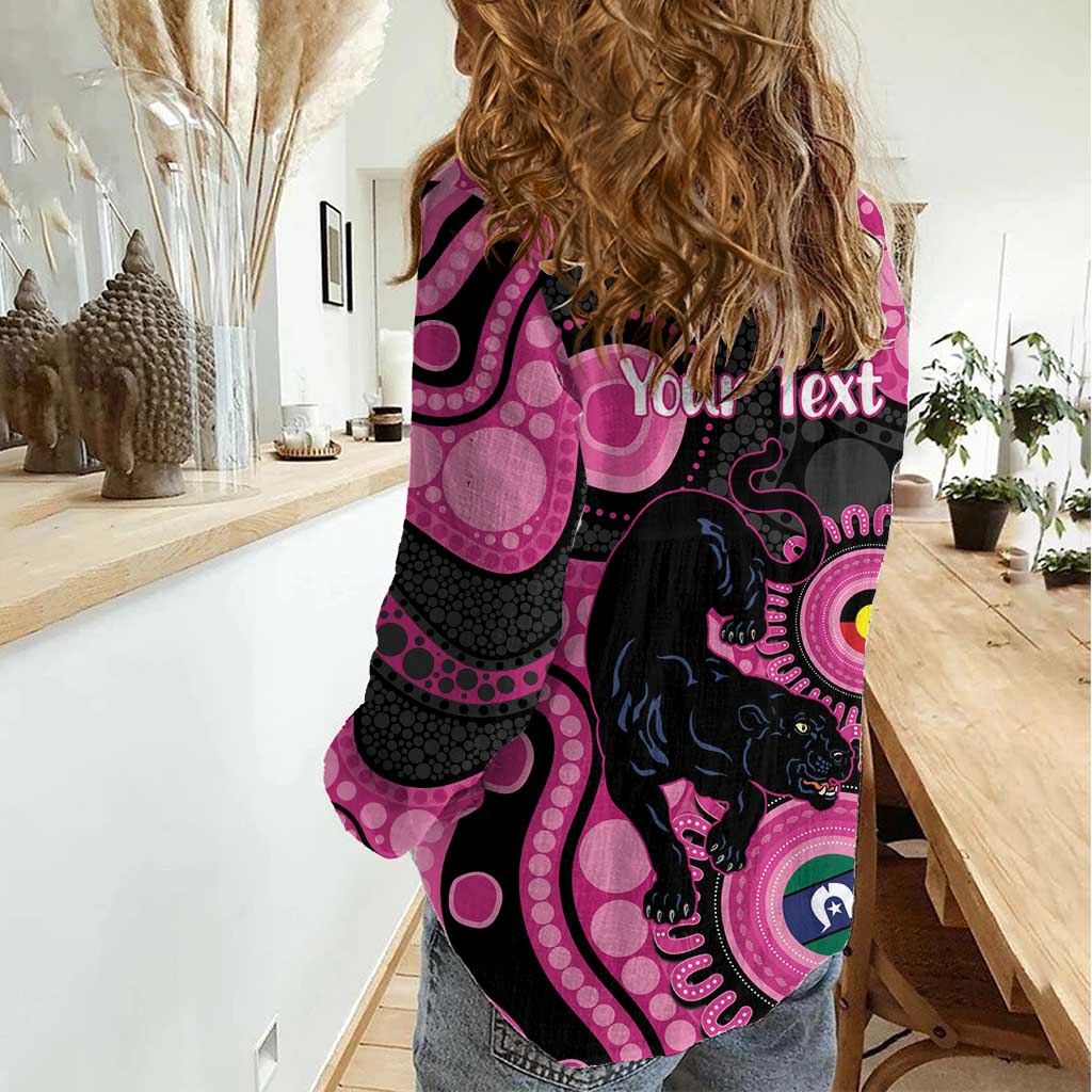 Panthers NAIDOC Week 2026 Personalised Women Casual Shirt 50 Years of Deadly Aboriginal Art Pink