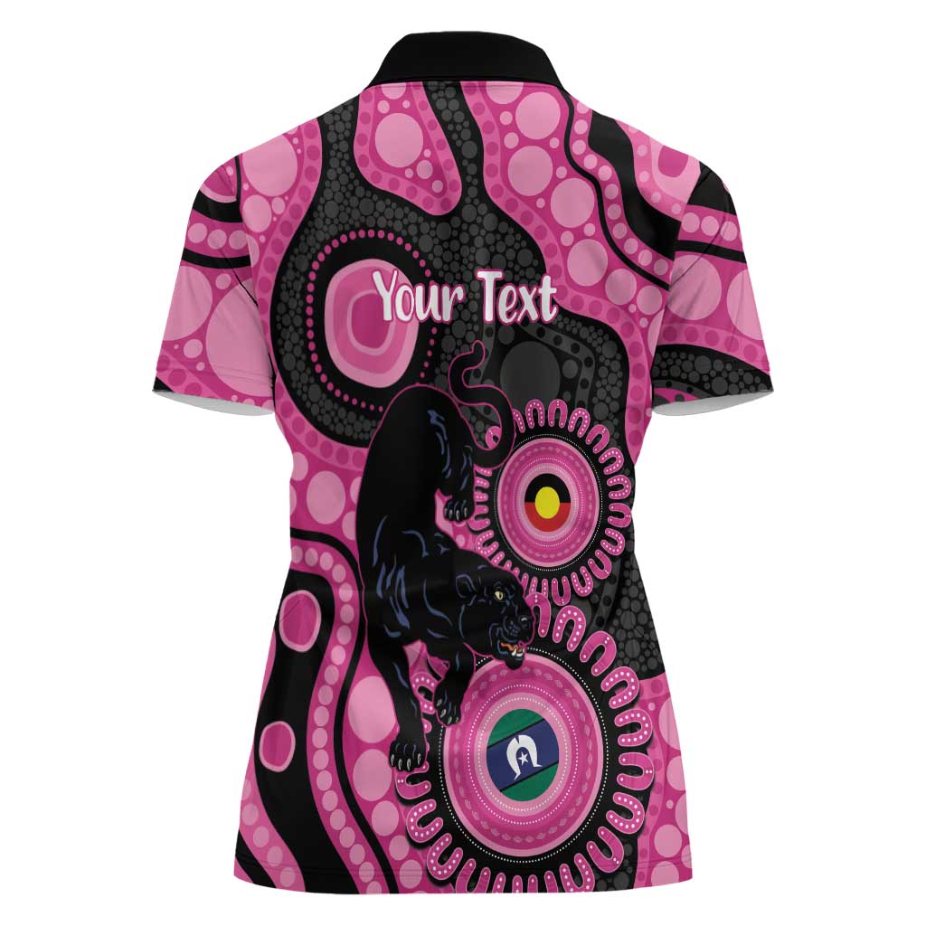 Panthers NAIDOC Week 2026 Personalised Women Polo Shirt 50 Years of Deadly Aboriginal Art Pink