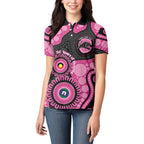 Panthers NAIDOC Week 2026 Personalised Women Polo Shirt 50 Years of Deadly Aboriginal Art Pink