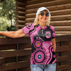 Panthers NAIDOC Week 2026 Personalised Women Polo Shirt 50 Years of Deadly Aboriginal Art Pink