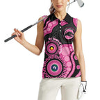 Panthers NAIDOC Week 2026 Personalised Women Sleeveless Polo Shirt 50 Years of Deadly Aboriginal Art Pink