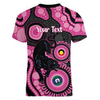 Panthers NAIDOC Week 2026 Personalised Women V-Neck T-Shirt 50 Years of Deadly Aboriginal Art Pink