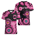 Panthers NAIDOC Week 2026 Personalised Women V-Neck T-Shirt 50 Years of Deadly Aboriginal Art Pink