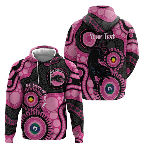 Panthers NAIDOC Week 2026 Personalised Zip Hoodie 50 Years of Deadly Aboriginal Art Pink