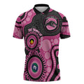 Panthers NAIDOC Week 2026 Personalised Zipper Polo Shirt 50 Years of Deadly Aboriginal Art Pink
