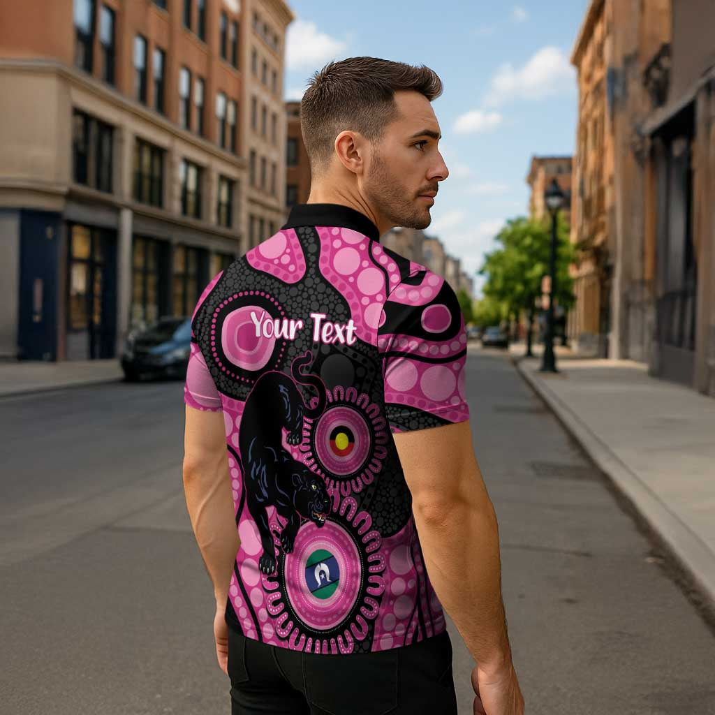 Panthers NAIDOC Week 2026 Personalised Zipper Polo Shirt 50 Years of Deadly Aboriginal Art Pink