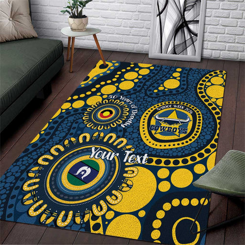 Cowboys NAIDOC Week 2026 Personalised Area Rug 50 Years of Deadly Aboriginal Art