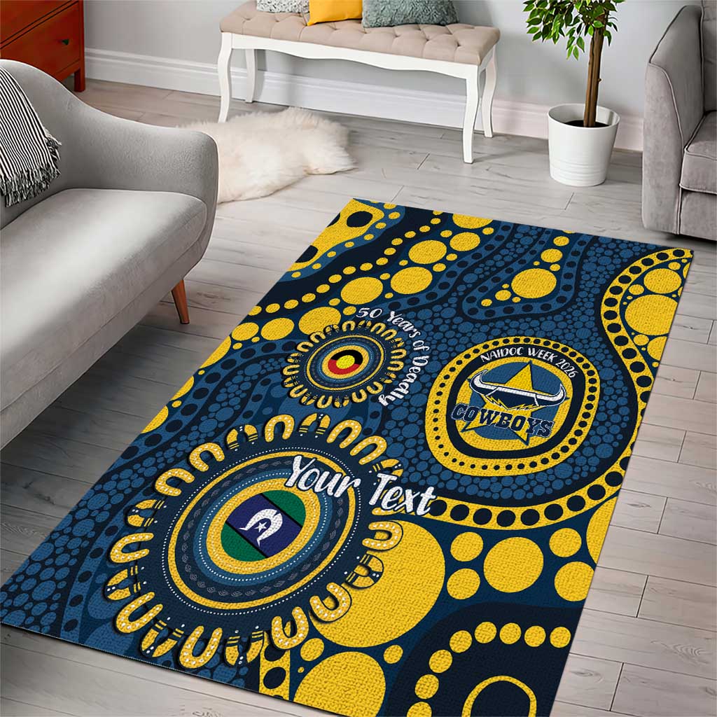 Cowboys NAIDOC Week 2026 Personalised Area Rug 50 Years of Deadly Aboriginal Art