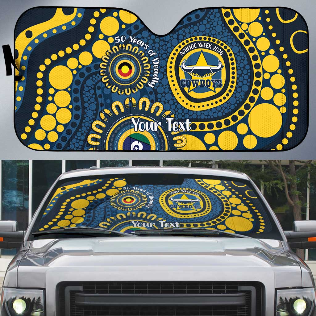 Cowboys NAIDOC Week 2026 Personalised Auto Sun Shade 50 Years of Deadly Aboriginal Art