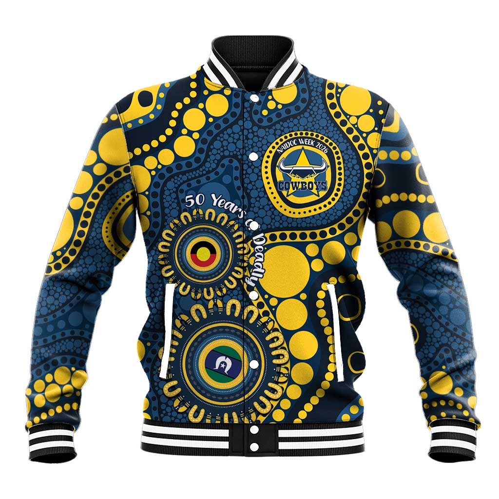 Cowboys NAIDOC Week 2026 Personalised Baseball Jacket 50 Years of Deadly Aboriginal Art