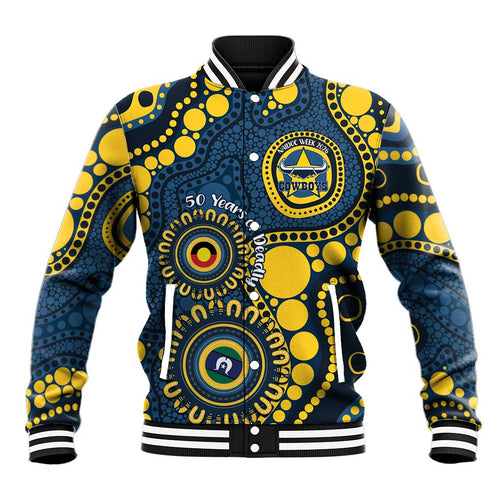 Cowboys NAIDOC Week 2026 Personalised Baseball Jacket 50 Years of Deadly Aboriginal Art