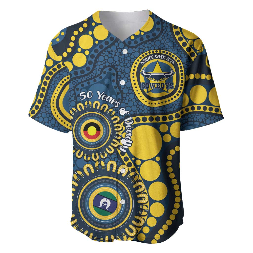 Cowboys NAIDOC Week 2026 Personalised Baseball Jersey 50 Years of Deadly Aboriginal Art