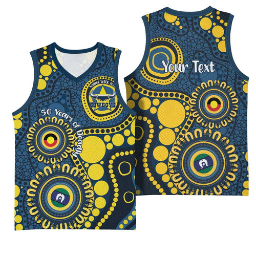 Cowboys NAIDOC Week 2026 Personalised Basketball Jersey 50 Years of Deadly Aboriginal Art