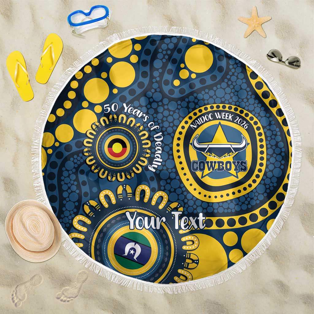 Cowboys NAIDOC Week 2026 Personalised Beach Blanket 50 Years of Deadly Aboriginal Art