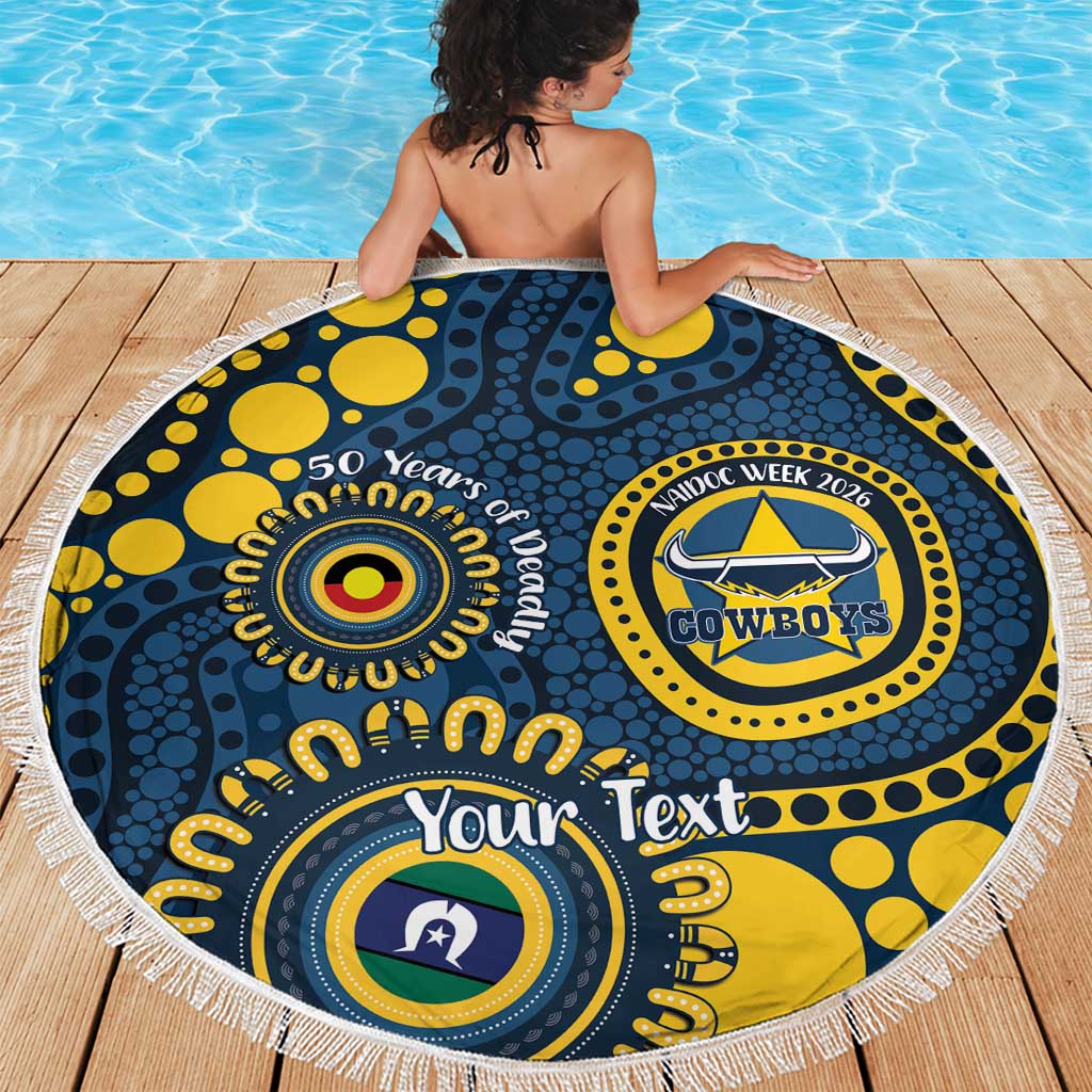 Cowboys NAIDOC Week 2026 Personalised Beach Blanket 50 Years of Deadly Aboriginal Art
