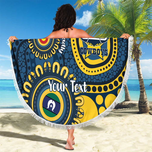 Cowboys NAIDOC Week 2026 Personalised Beach Blanket 50 Years of Deadly Aboriginal Art